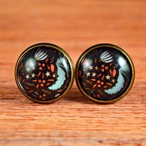 Seed Studs, Seed Jewelry, Black Floral Studs, Black Floral Posts, Garden Studs, Garden Jewelry, Flower Posts, Black Flower Studs
