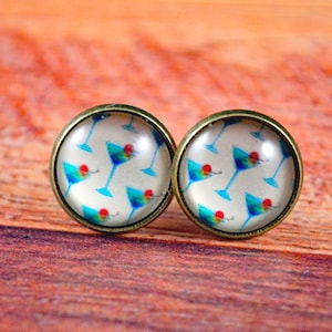 Martini Studs, Martini Earrings, Martini Jewelry, Martini Posts, Martini Glass, Cocktail Studs, Cocktail Earrings, Drink Studs, Alcohol Stud