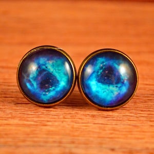 Blue Galaxy Studs, Space Earrings, Space Studs, Galaxy Posts, Galaxy Jewelry, Galaxy Earrings, Black Galaxy Studs, Blue Space Studs