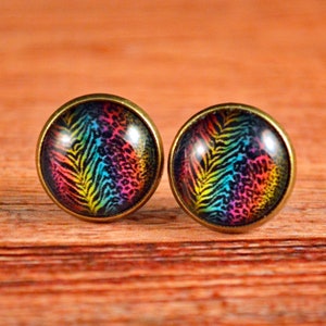 Zebra Print Studs, Zebra Print Jewelry, Safari Studs, Safari Earrings, Rainbow Zebra Studs, Rainbow Earrings, Rainbow Studs, Animal Stud