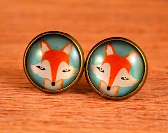 Fox Stud Earrings, Fox Studs, Fox Earrings, Fox Jewelry, Orange Fox Studs, Woodland Earrings, Woodland Studs, Animal Earrings, Animal Studs