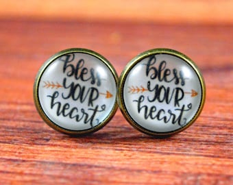 Bless Your Heart Studs, Southern Studs, Southern Earrings, Funny Word Studs, Funny Earrings, Funny Gift, Southern Slang Gift, Southern Slang