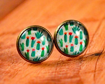 Succulent Earrings, Cactus Earrings, Cactus Stud Earrings, Cactus Jewelry, Succulent Jewelry, Desert Jewelry, Desert Earrings, Plant Earring