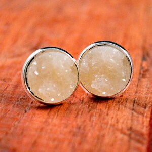 Glitter Earrings, Glitter Studs, Faux Druzy Studs, Druzy Studs, White Druzy Studs, Shimmer Earrings, Shimmer Studs, Druzy Earrings