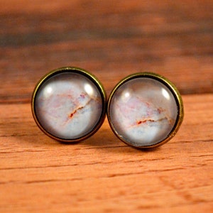 Marble Earrings, Marble Studs, Marble Posts, Marble Jewelry, Gifts for Her, Bridesmaid Gifts, Pink Stud Earrings, Red Stud Earrings