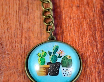 Cactus Key Chain, Cactus Gift, Cactus Key Ring, Plant Gift, Plant Key Chain, Biologist Gift, Cacti Gift, Succulent Gift, Green Cactus Gift