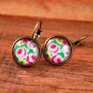 Hawaiian Jewelry, Hawaiian Earrings, Floral Earrings, Blue Floral Earrings, Tropical Earrings, Tropical Jewelry, Tropical Leverback