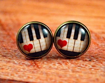 Piano Earrings, Piano Studs, Piano Key Studs, Musical Earrings, Music Studs, Piano Jewelry, Music Jewelry, Musician Studs, Musical Studs