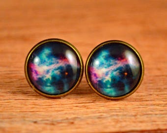 Nebula Stud Earrings, Nebula Jewelry, Nebula Earrings, Space Nebula Jewelry, Space Nebula Studs, Nebula Posts, Space Nebula Earrings