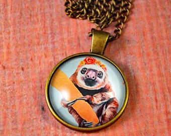 Sloth Necklace, Sloth Jewelry, Sloth Gift, Cute Sloth Necklace, Hanging Sloth Jewelry, Sloth Lover, Animal Jewelry, Animal Necklace