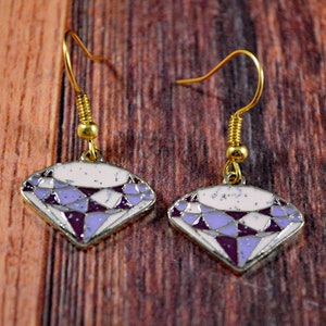 Diamond Earrings, Diamond Jewelry, Diamond Gift, Purple Diamond, Pink Diamond, Colorful Diamond, Diamond Posts, Gem Earrings, Gem Jewelry