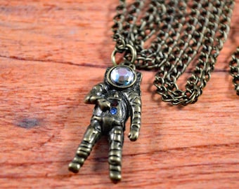 Astronaut Necklace, Space Necklace, Space Jewelry, Earth Necklace, Science Necklace, Science Jewelry, Alien Necklace, Alien Jewelry