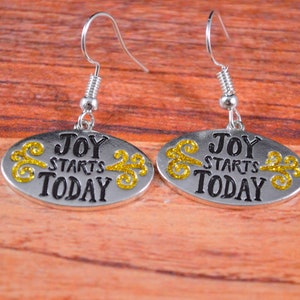 Positive Earrings, Positive Jewelry, Joy Earrings, Joy Jewelry, Joy Gift, Gift for Her, Cute Joy Earrings, Christian Jewelry, Christian Gift