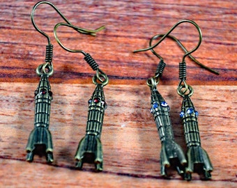 Rocket Earrings, Ship Earrings, Rocket Ship, Space Rocket, Space Earrings, Rocket Jewelry, Rocket Gift, Space Rocket Gift, Space Jewelry