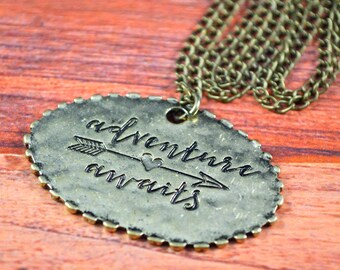 Adventure Necklace, Adventure Gift, Adventure Awaits, Travel Necklace, Travel Jewelry, Travel Gift, Adventure Gift, Adventure Jewelry
