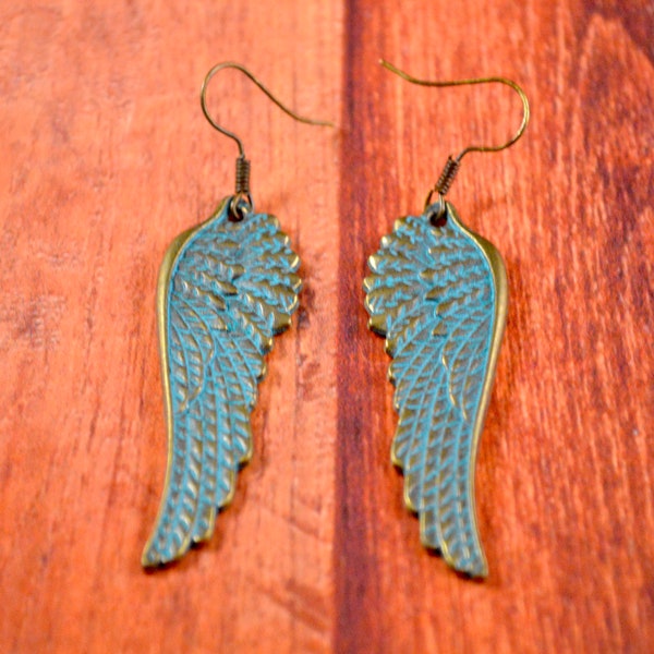 Bronze Wing Earrings, Wing Earrings, Angel Wings, Angel Wing Earrings, Angel Jewelry, Angel Earrings, Cute Winged Charms, Bronze Angels