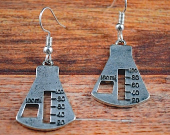 Flask Earrings, Flask Gift, Scientist Gift, Scientist Earrings, Scientist Jewelry, Science Teacher Gift, Biology Earrings