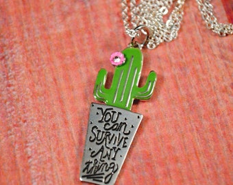 Cactus Jewelry, Cactus Necklace, Succulent Jewelry, Succulent Necklace, Succulent Gift, Cactus Gift, Cactus Lover Gift, Plant Necklace