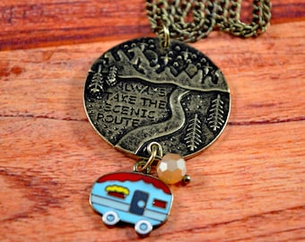 Camper Necklace, Camper Jewelry, RV Jewelry, RV Necklace, Camping Necklace, Best Friend Gift, Cute Camper Gift, Camping Gift, Travel Gift