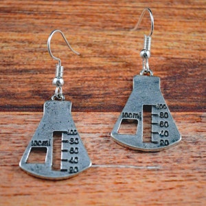 Flask Earrings, Flask Gift, Scientist Gift, Scientist Earrings, Scientist Jewelry, Science Teacher Gift, Biology Earrings