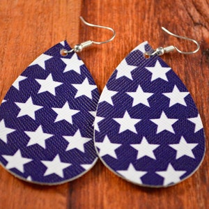 Star Earrings, Star Jewelry, Blue Star Earrings, 4th of July Earrings, 4th of July, Independence Day, Cute USA Earrings, USA Gift