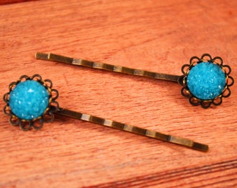 Blue Hair Pins, Blue Bobby Pins, Blue Wedding Pins, Crystal Hair Pins, Glitter Hair Pins, Blue Crystal Pins, Blue Glitter Pins, Gift For Her