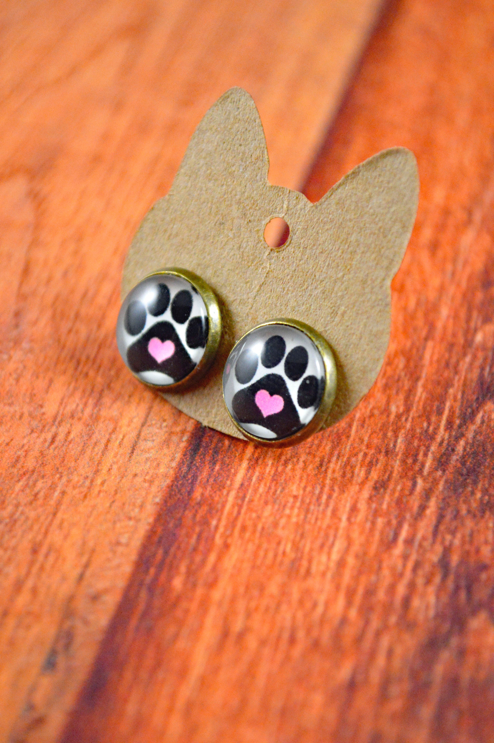 Paw Print Earrings Paw Print Jewelry Cat Paw Studs Dog Paw Etsy