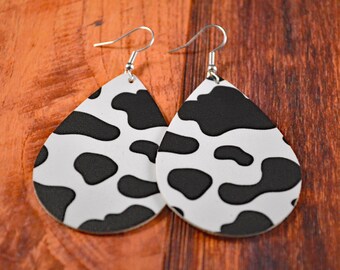 Animal Print Earrings, Cow Print, Cow Earrings, Black Cow Print, Cute Cow Print, Black Cow Earrings, Black Cow Jewelry, Cow Jewelry