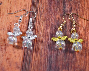 Angel Earrings, Gold Angel Earrings, Silver Angel Earrings, Angel Jewelry, Religious Jewelry, Religious Earrings, Easter Gift