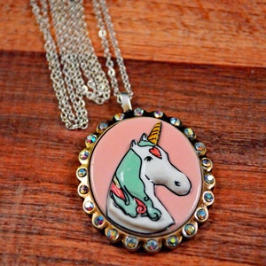 Unicorn Necklace, Unicorn Cameo, Unicorn Jewelry, Unicorn Pendant, Fantasy Necklace, Fantasy Cameo, Fantasy Jewelry, Black Unicorn image 4