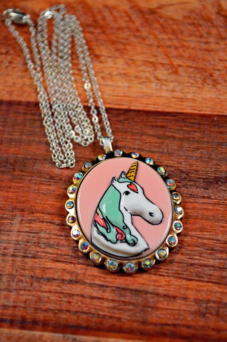 Unicorn Necklace, Unicorn Cameo, Unicorn Jewelry, Unicorn Pendant, Fantasy Necklace, Fantasy Cameo, Fantasy Jewelry, Black Unicorn image 4