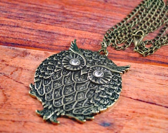 Owl Jewelry, Owl Necklace, Fat Owl Jewelry, Fat Owl Necklace, Woodland Necklace, Woodland Jewelry, Large Owl, Cute Woodland Owl, Owl Gift