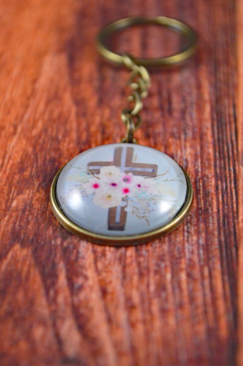 Cross Key Chain Christian Key Ring Cute Key Chain Christian Etsy