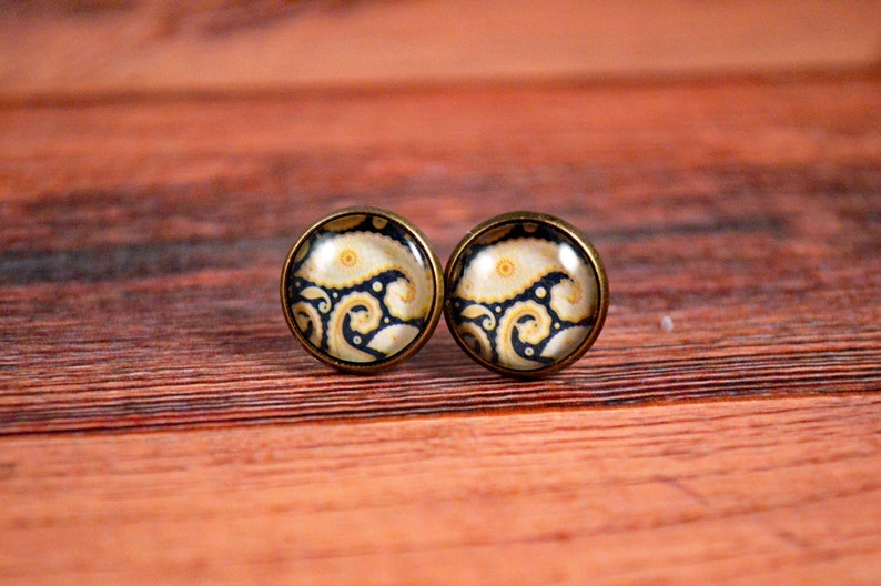 Black Paisley Studs, Paisley Jewelry, Paisley Posts, Paisley Stud Earring, Paisley Earring Post, Paisley Jewellery, Quirky Studs image 1