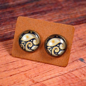 Black Paisley Studs, Paisley Jewelry, Paisley Posts, Paisley Stud Earring, Paisley Earring Post, Paisley Jewellery, Quirky Studs image 6