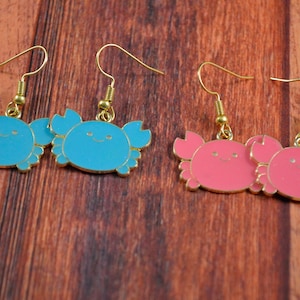 Blue Crab Earrings, Blue Crab Gift, Pink Crab Earrings, Pink Grab Gift, Sea Earrings, Sea Jewelry, Crab Earrings, Crab Jewelry, Beach Gift