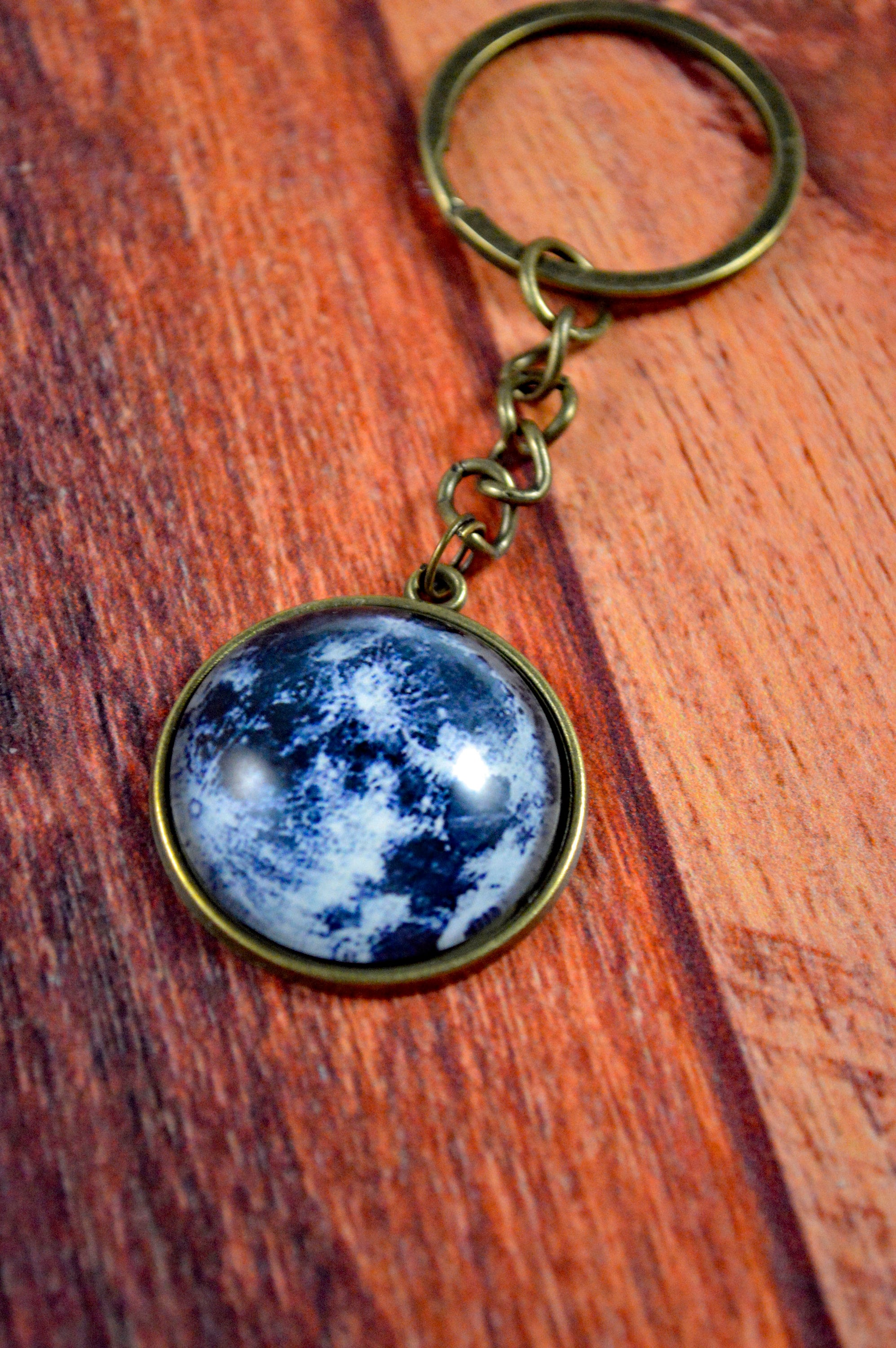 Moon Key Chain, Moon Key Ring, Space Key Chain, Space Key Ring