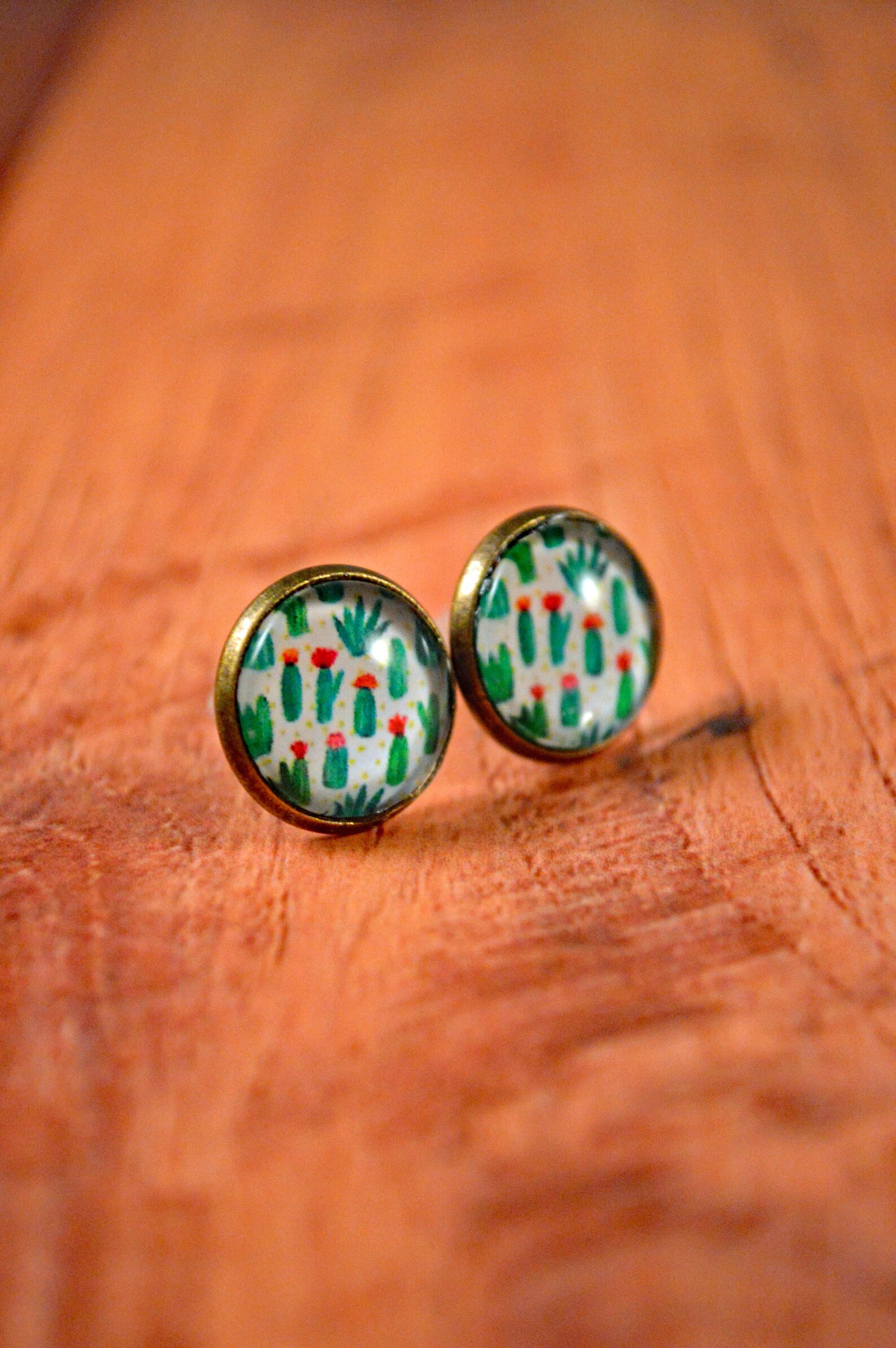 Succulent Earrings Cactus Earrings Cactus Stud Earrings Etsy