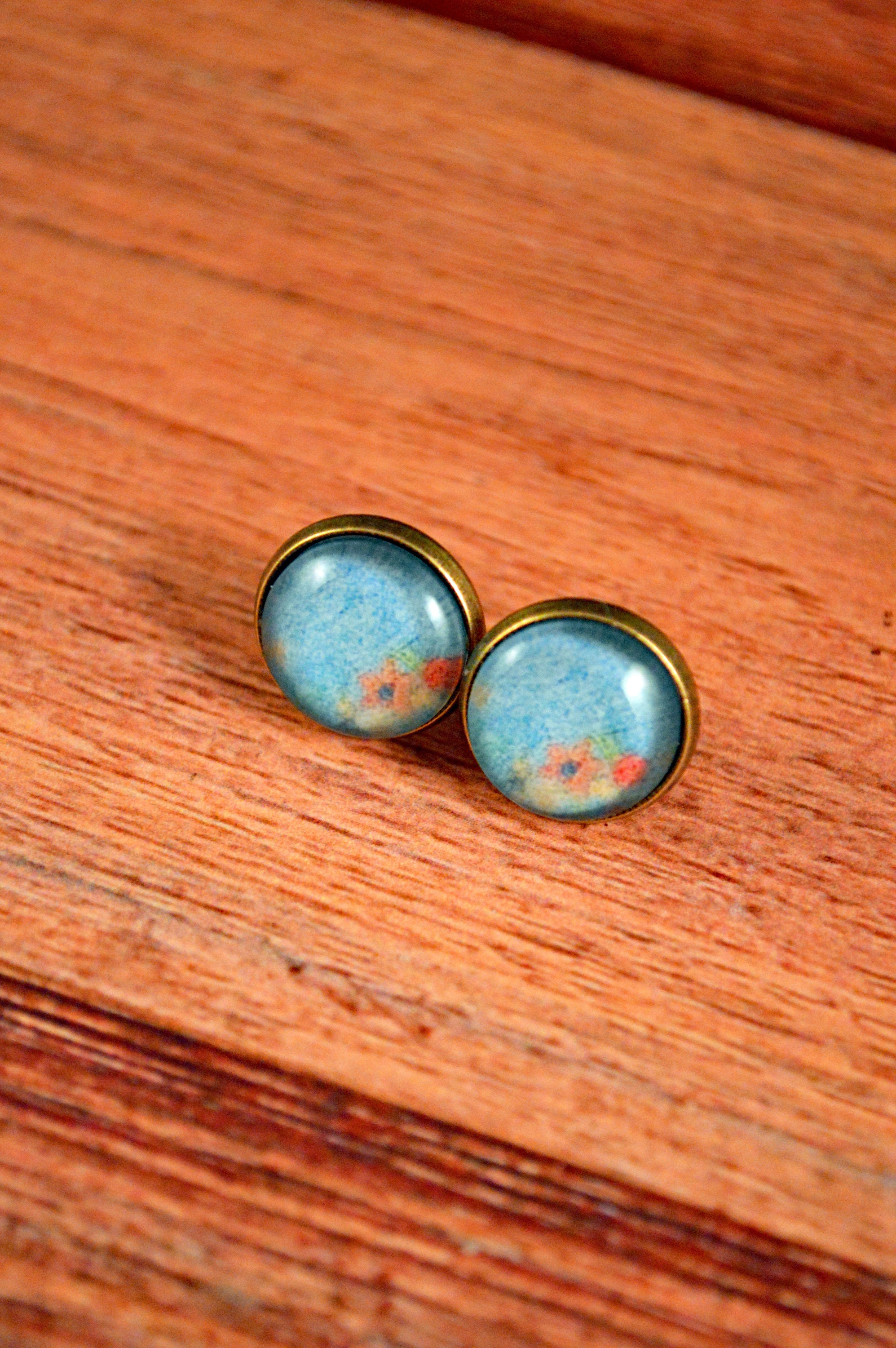 Pastel Earrings Pastel Studs Watercolor Earrings Watercolor Etsy