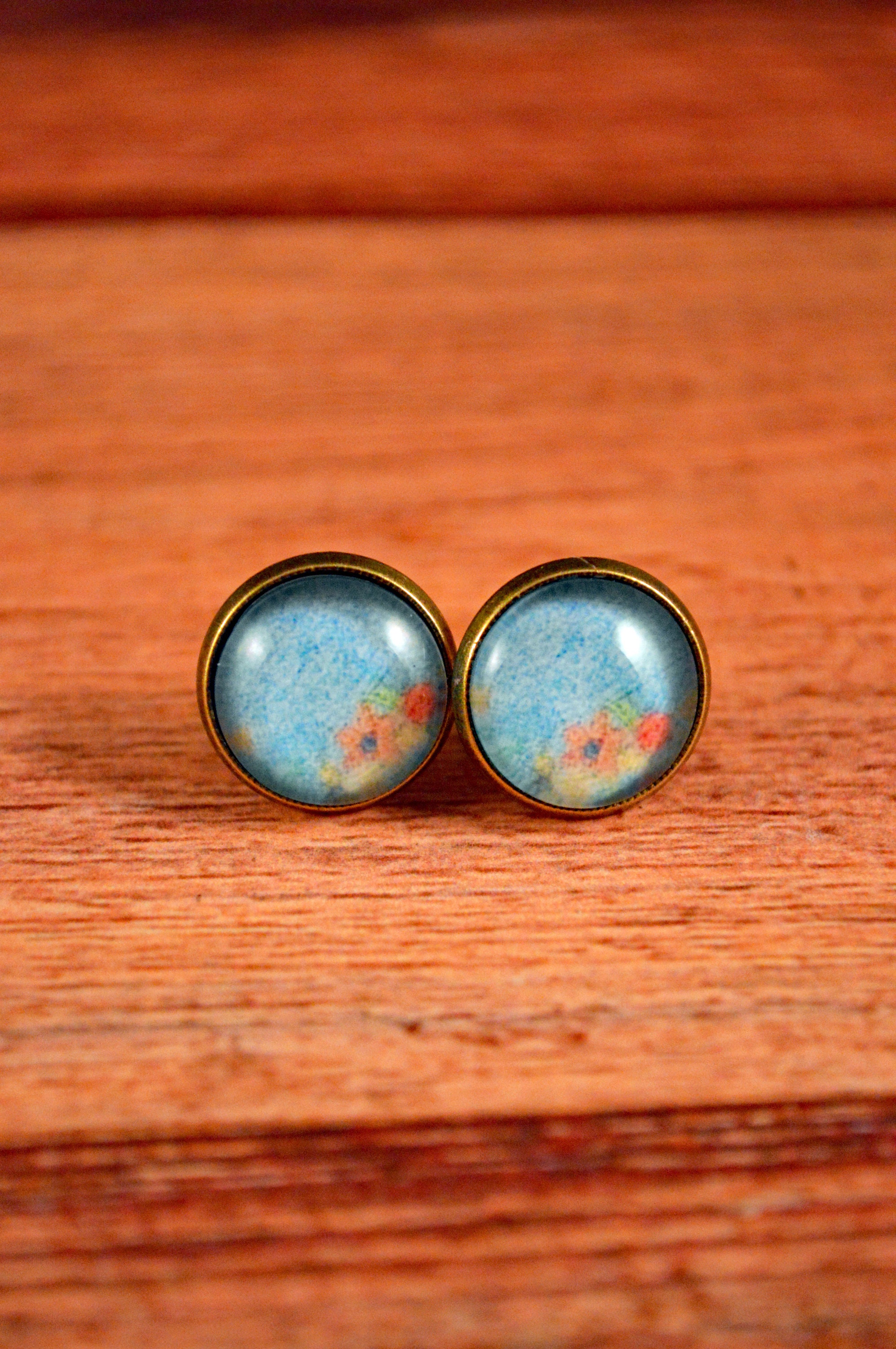 Pastel Earrings Pastel Studs Watercolor Earrings Watercolor Etsy