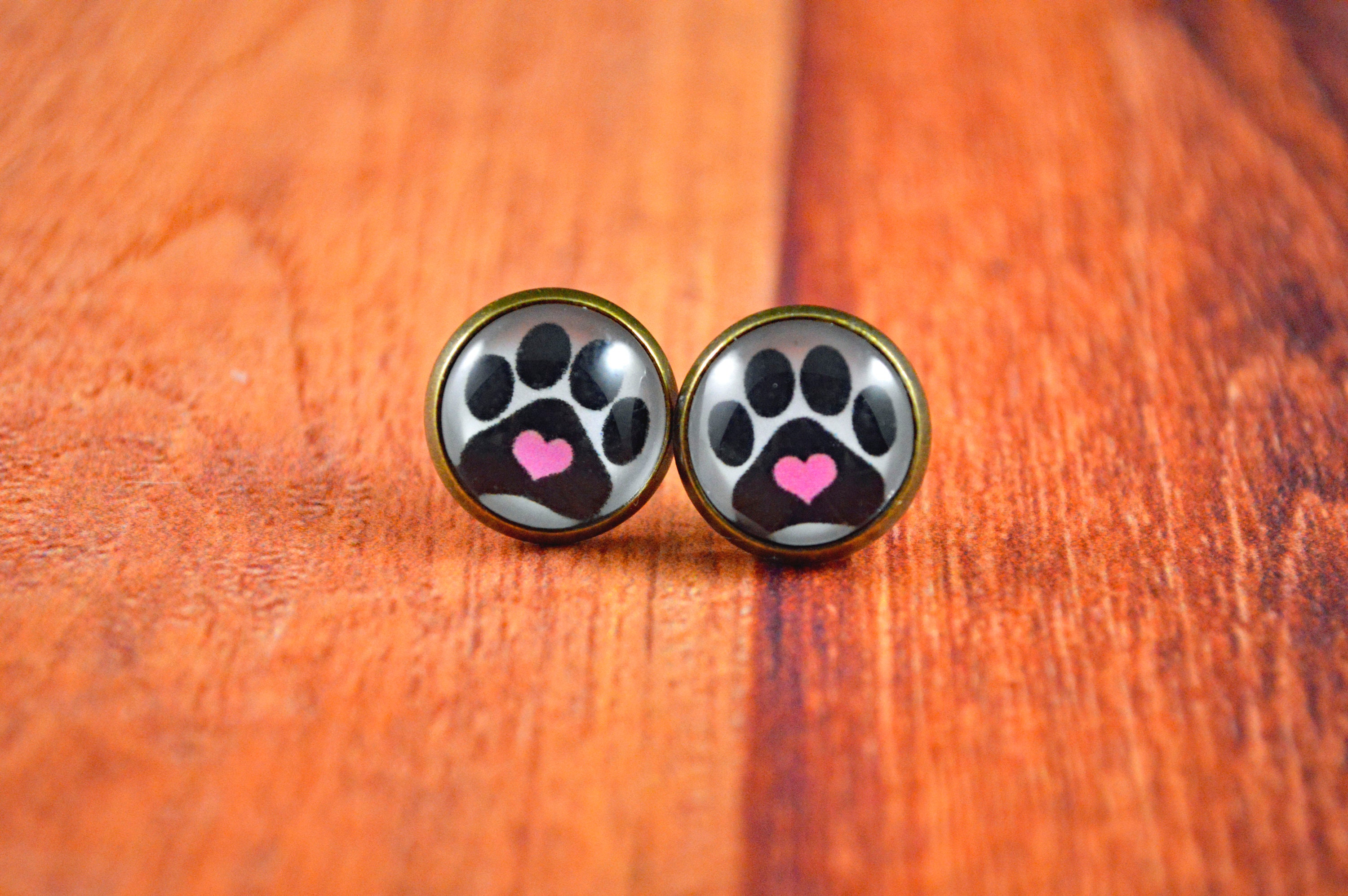 Paw Print Earrings Paw Print Jewelry Cat Paw Studs Dog Paw | Etsy