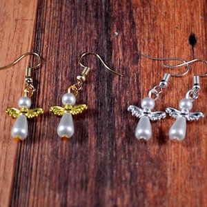 Angel Earrings, Gold Angel Earrings, Silver Angel Earrings, Angel Jewelry, Religious Jewelry, Religious Earrings, Easter Gift