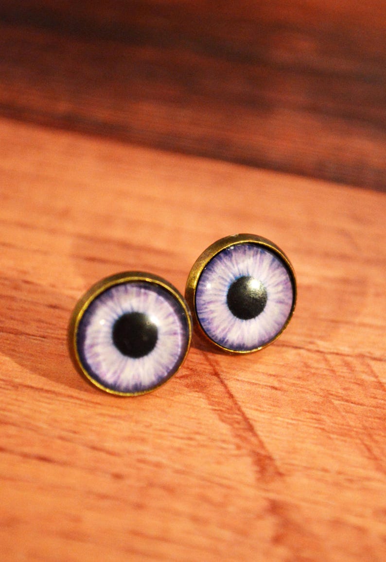 Purple Cat Eye Studs, Cat Jewelry, Cat Eye Studs, Cat Eye Earrings, Cat Eye Stud Earrings, Cat Eye Jewelry, Cat Eyes, Cat Eye Stud image 2