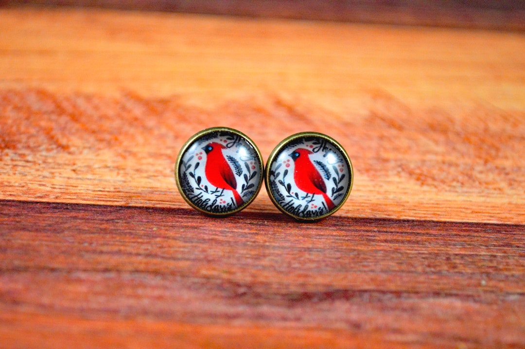 Bird Earrings Red Bird Earrings Bird Studs Bird Jewelry Etsy