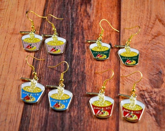 Noodle Earrings, Noodle Jewelry, Ramen Jewelry, Ramen Earrings, Food Jewelry, Food Earrings, Food Gift, Noodle Gift, Ramen Gift