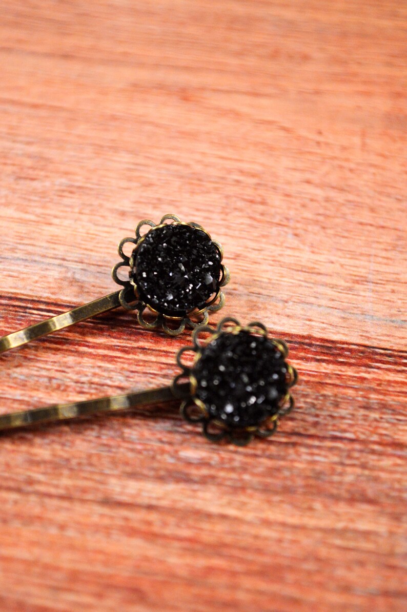 Glitter Hair Pin Black Hair Pins Black Bobby Pins Crystal Etsy