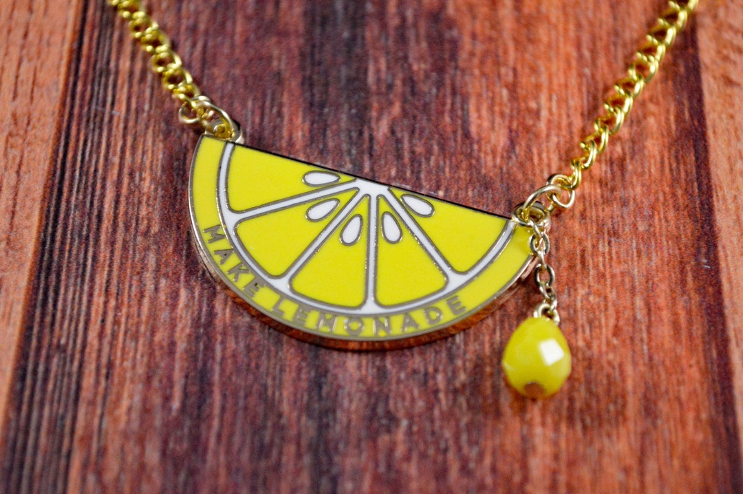 Lemon Necklace Lemon Jewelry Lemon Gift Lemonade Gift Etsy