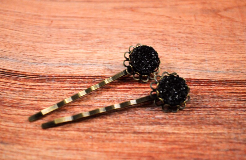 Glitter Hair Pin Black Hair Pins Black Bobby Pins Crystal Etsy