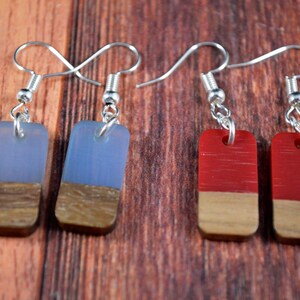 Red Wood Earrings, Gray Wood Earrings, Wood Earrings, Wood Jewelry, Resin Wood, Resin Earrings, Wooden Earrings, Wood Charm, Resin Charm