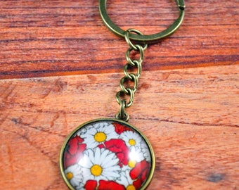 Daisy Key Chain, Daisy Key Ring, Floral Key Chain, Floral Key Ring, Flower Key Chain, Daisy Gift, Teen Gift, Rose Key Chain, Rose Key Ring